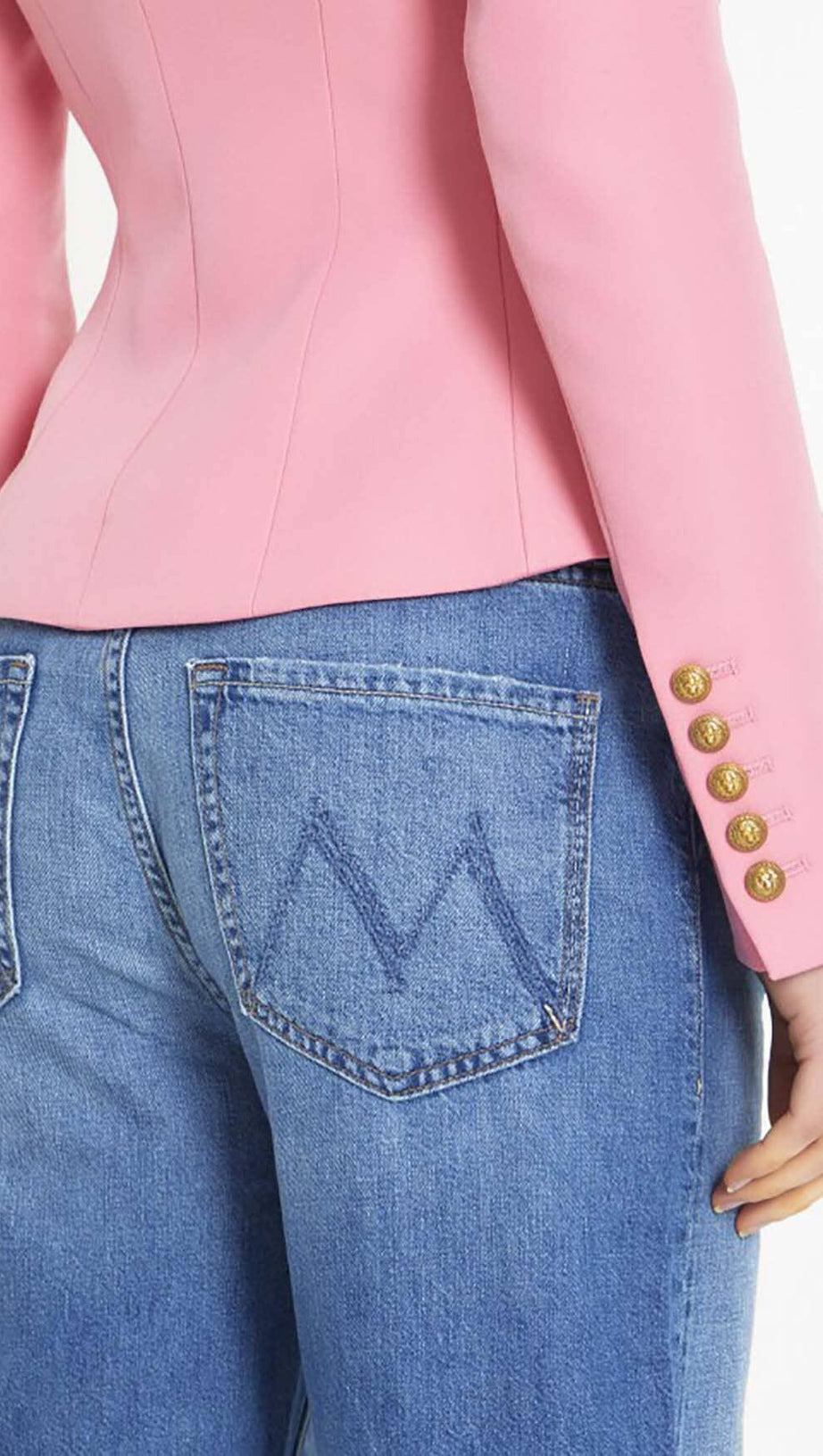 SINGLE-BREASTED SHORT JACKET IN PINK