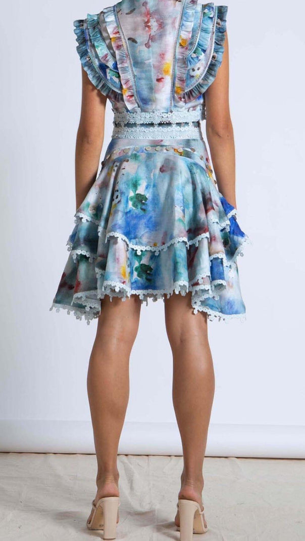 AIIZIE SLEEVELESS PRINT PATTER TWO PIECE SET IN BLUE - product image