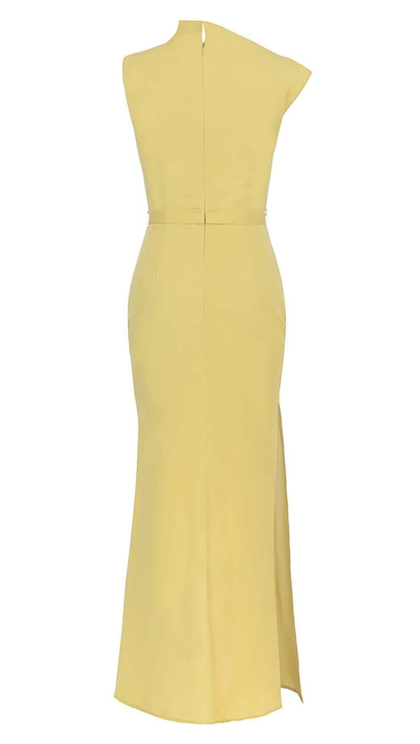 AIIZIE SOLID ASYMMETRICAL HIGH LOW DRESS IN YELLOW - product image