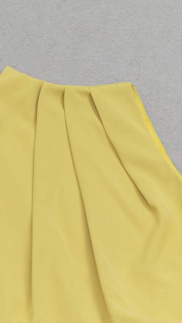 AIIZIE SOLID ASYMMETRICAL HIGH LOW DRESS IN YELLOW - product image
