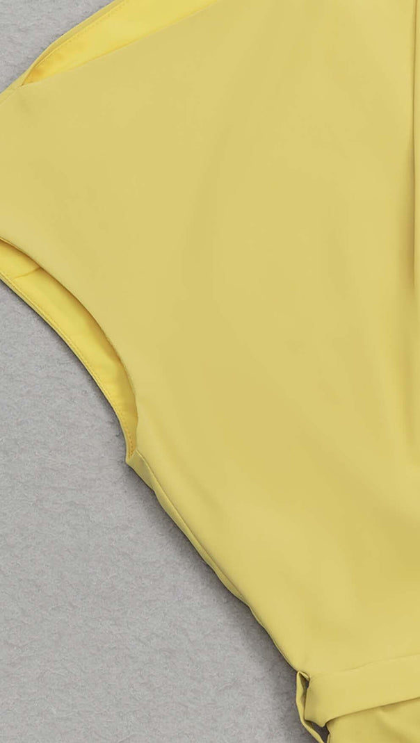 AIIZIE SOLID ASYMMETRICAL HIGH LOW DRESS IN YELLOW - product image