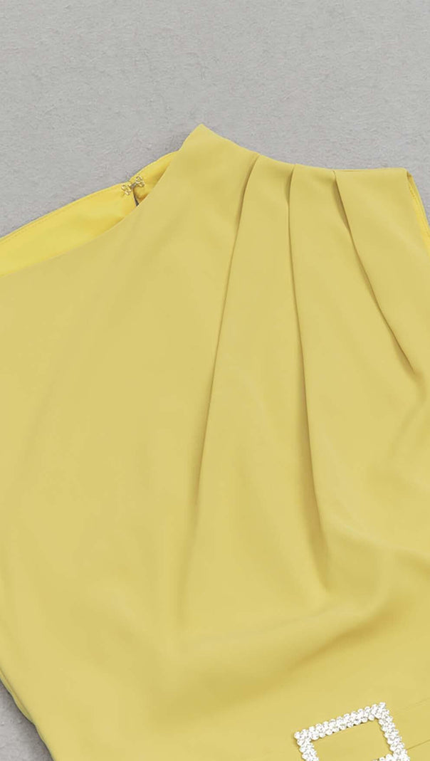AIIZIE SOLID ASYMMETRICAL HIGH LOW DRESS IN YELLOW - product image