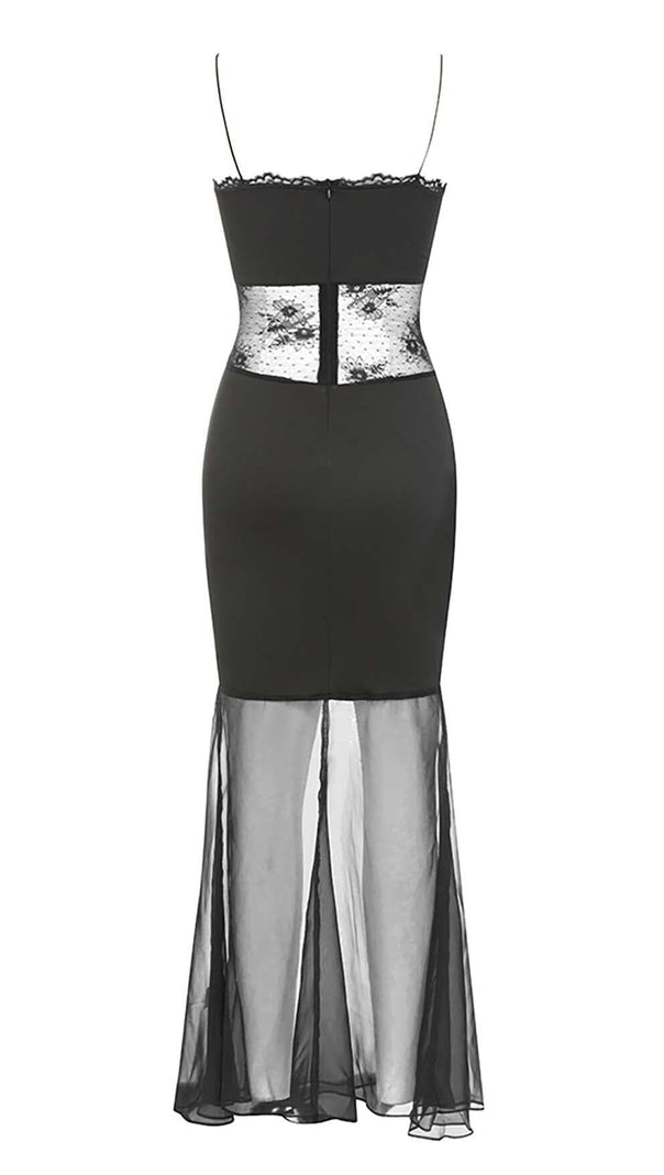 AIIZIE SPAGHETTI LACE SLIP DRESS IN BLACK - product image