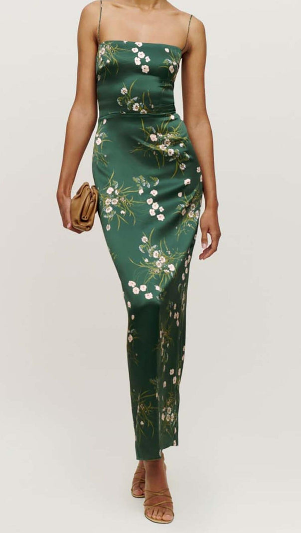 AIIZIE SPAGHETTI STRAP SLEEVELESS MAXI DRESS IN GREEN - product image