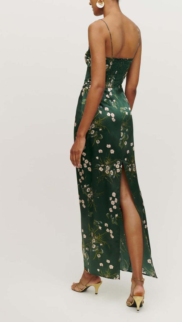 AIIZIE SPAGHETTI STRAP SLEEVELESS MAXI DRESS IN GREEN - product image