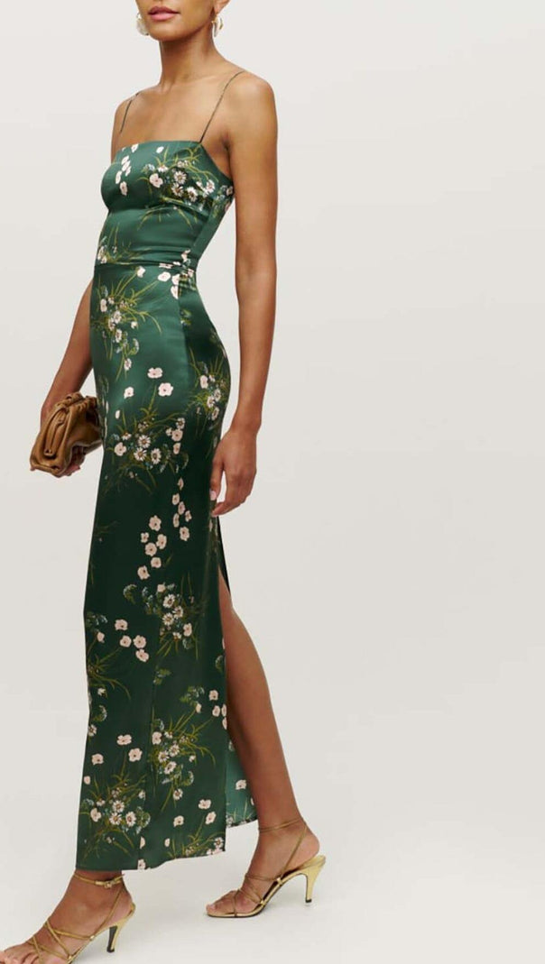 AIIZIE SPAGHETTI STRAP SLEEVELESS MAXI DRESS IN GREEN - product image