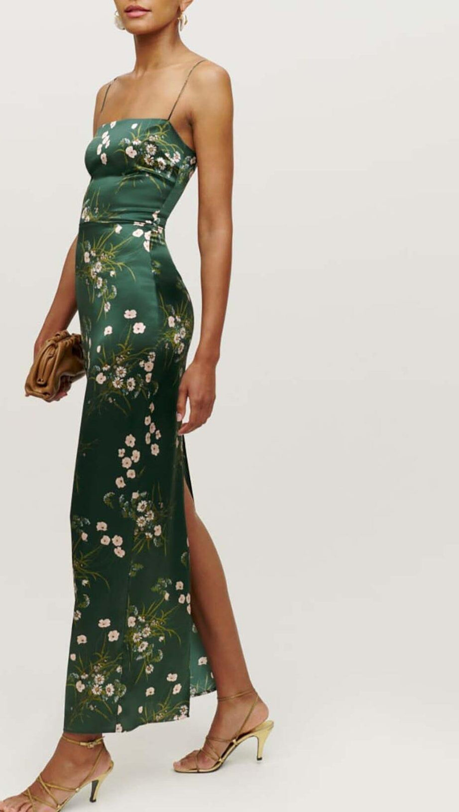 SPAGHETTI STRAP SLEEVELESS MAXI DRESS IN GREEN