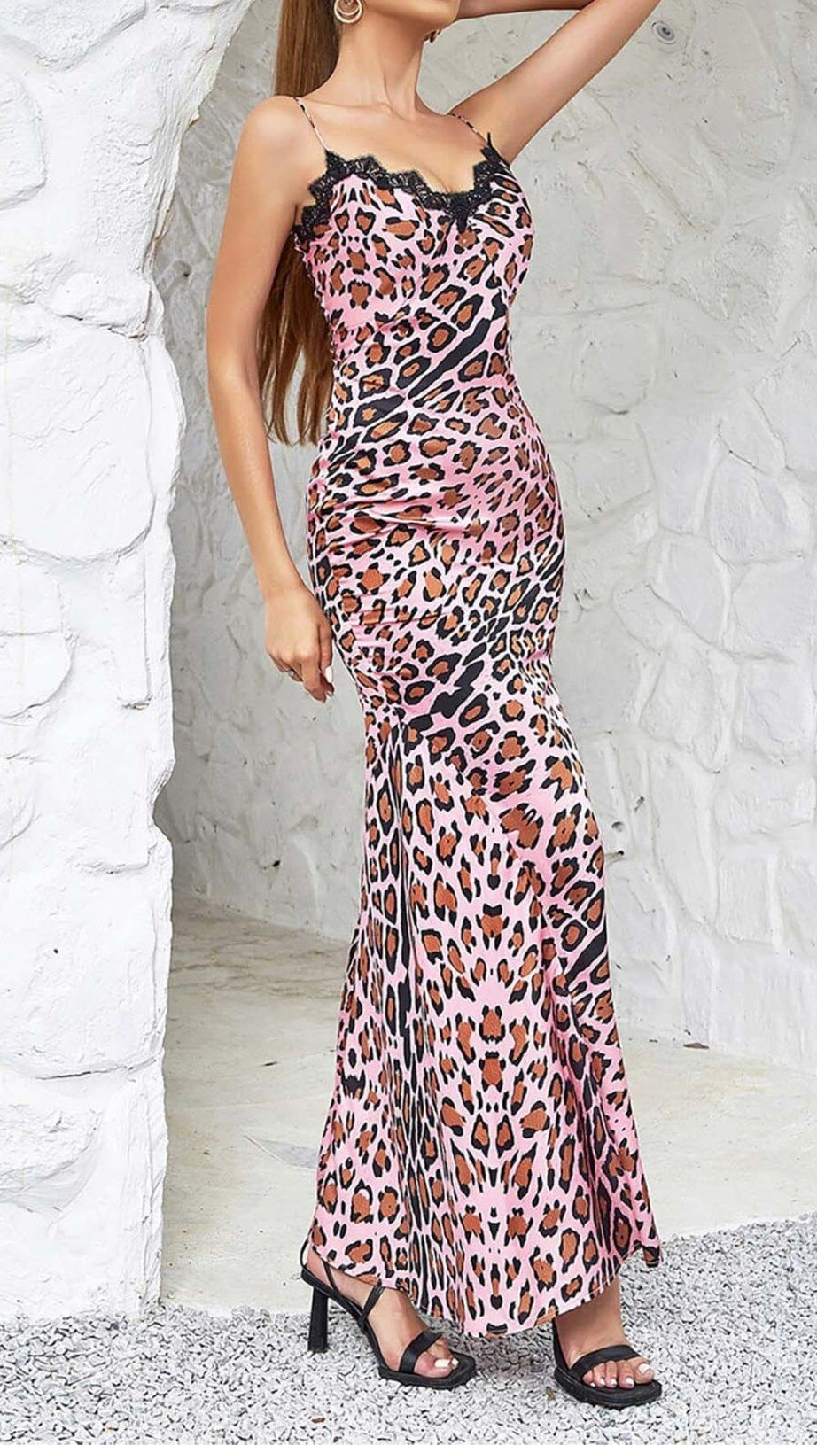 SPAGHETTI STRAP STRIPE MAXI DRESS IN PINK