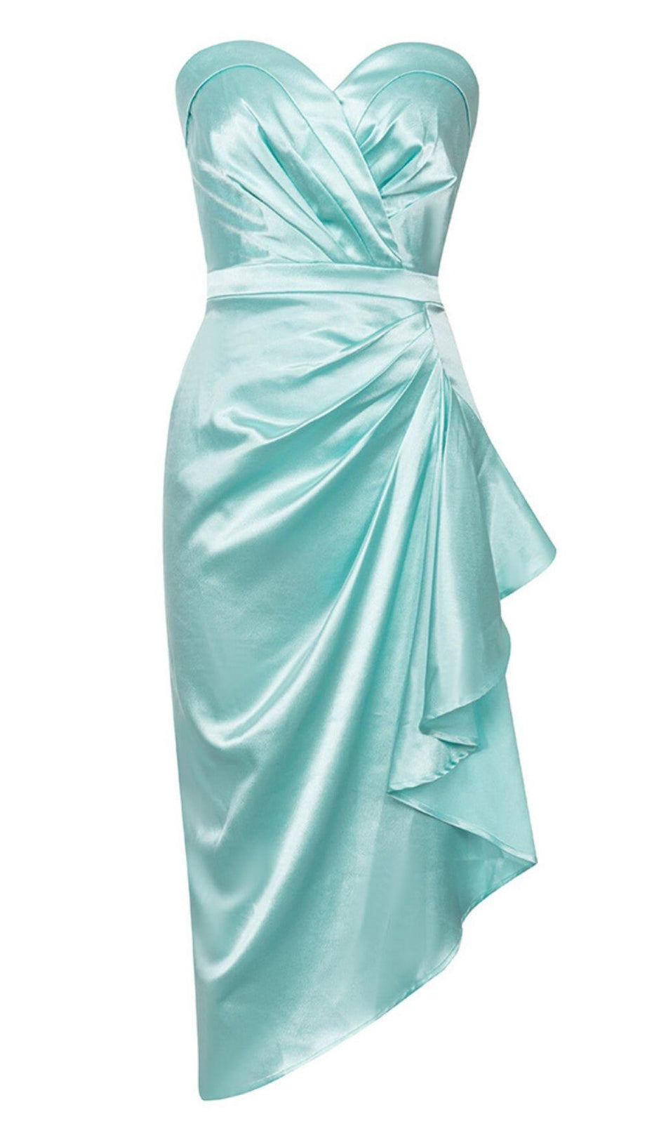 SATIN SLEEVELESS MIDI DRESS IN MINT GREEN