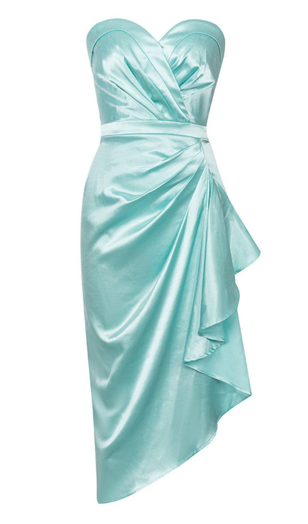 SATIN SLEEVELESS MIDI DRESS IN MINT GREEN