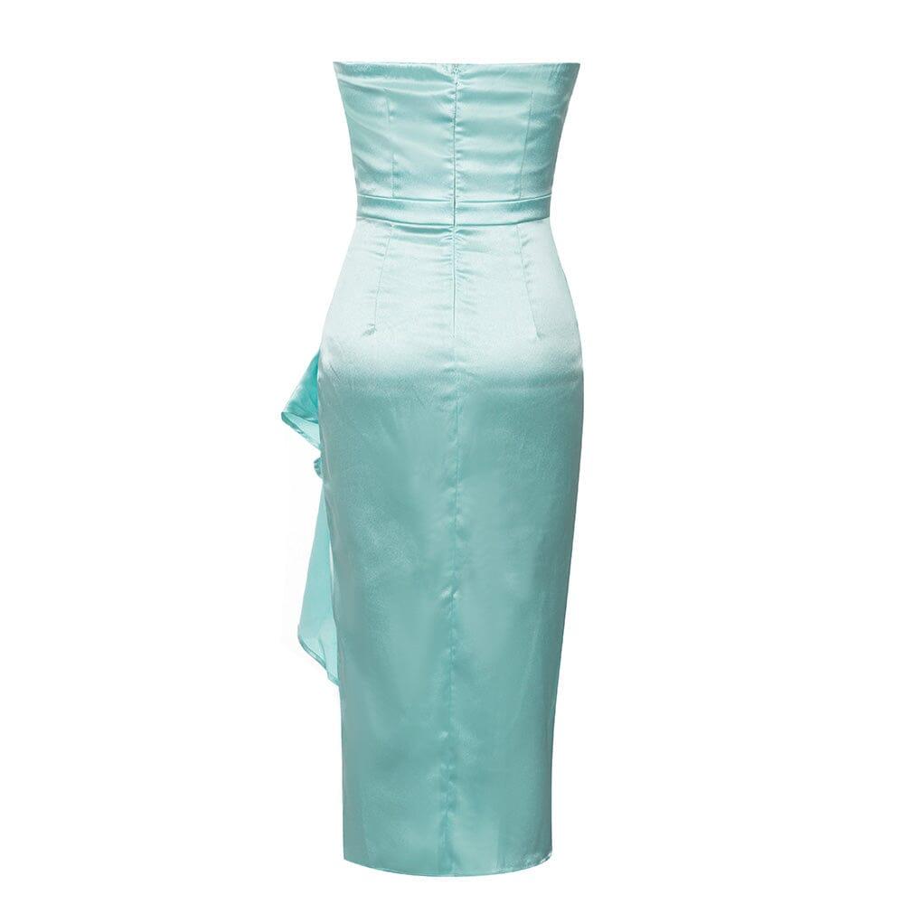 AIIZIE SATIN SLEEVELESS MIDI DRESS IN MINT GREEN - product image