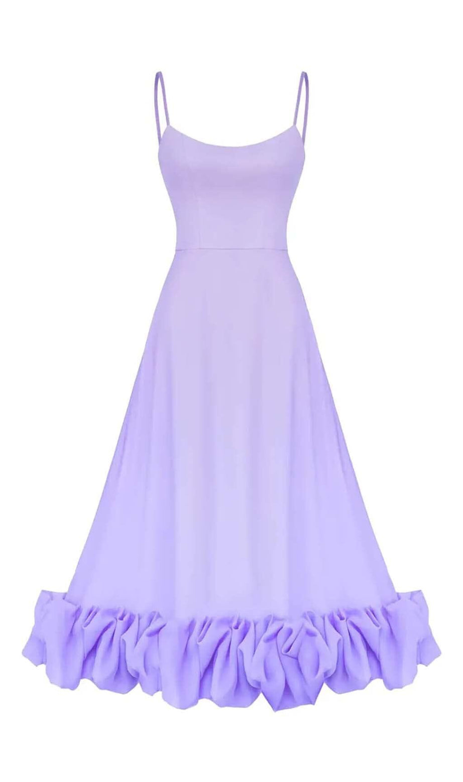 SUSPENDER A-LINE MIDI DRESS IN PURPLE