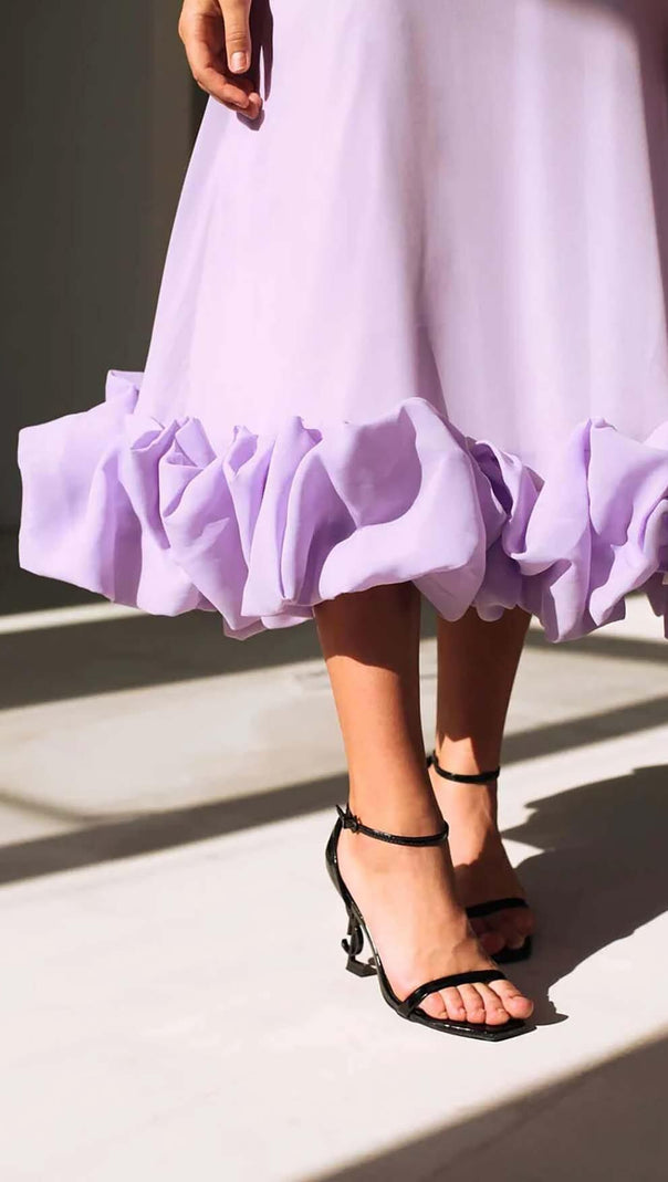 AIIZIE SUSPENDER A-LINE MIDI DRESS IN PURPLE - product image