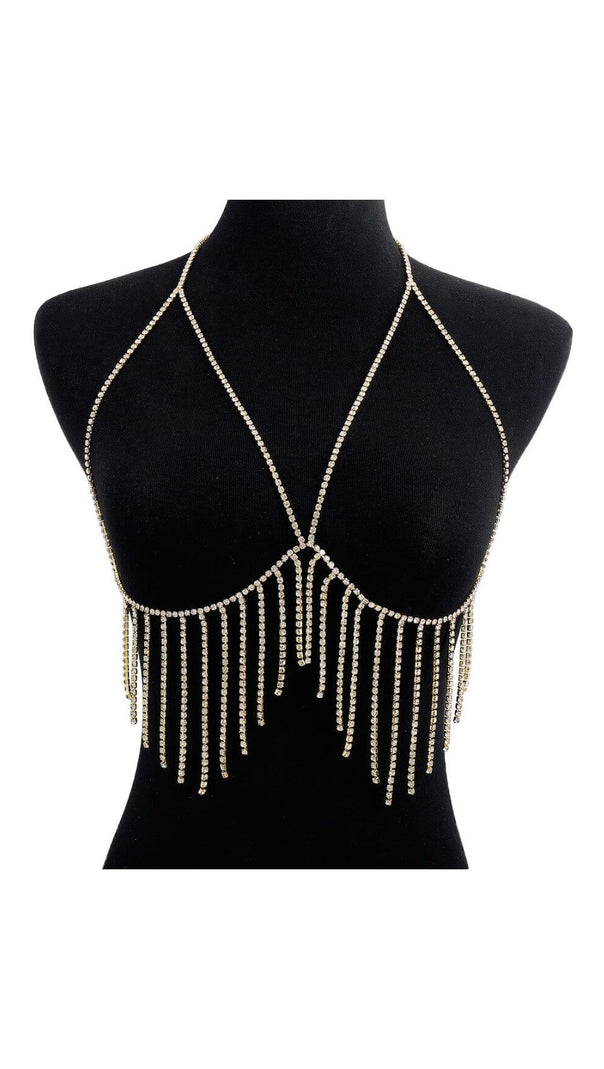 AIIZIE TASSEL AND DIAMOND CHEST CHAIN IN GOLD - product image