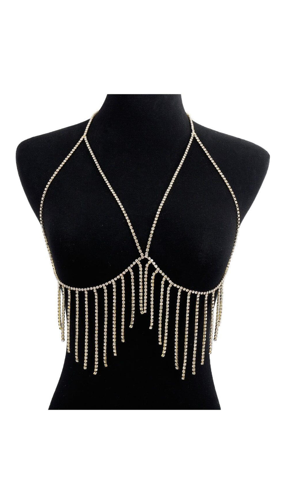 BRUSTKETTE MIT QUASTE UND DIAMANTEN IN GOLD