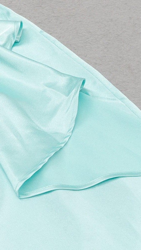 ABITO MIDI SENZA MANICHE IN RASO VERDE MENTA