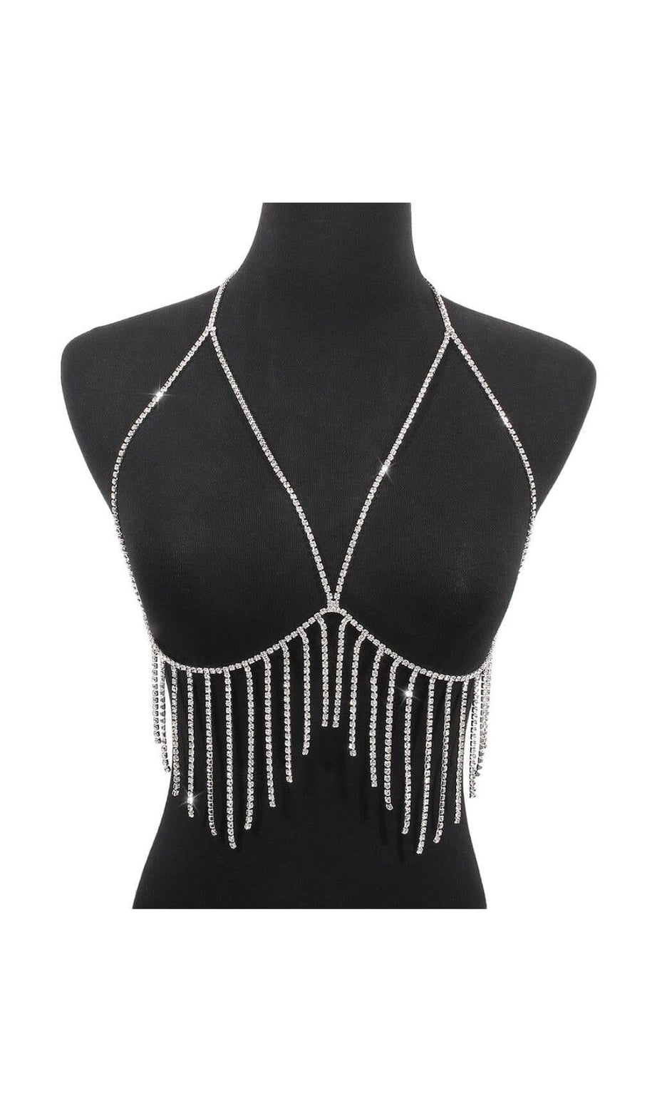 Brustkette mit Quaste und Diamanten in Silber