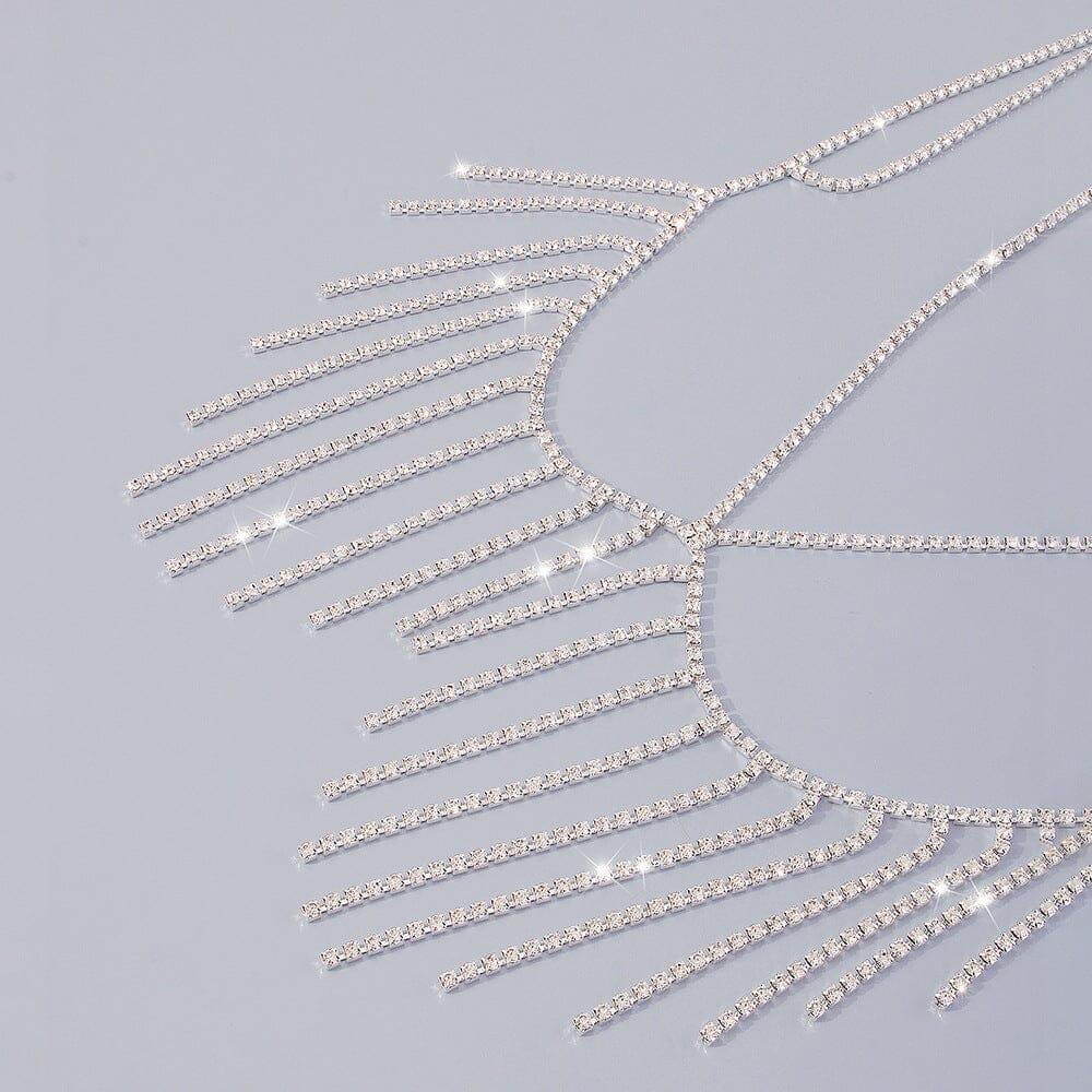 AIIZIE TASSEL AND DIAMOND CHEST CHAIN IN SILVER - product image