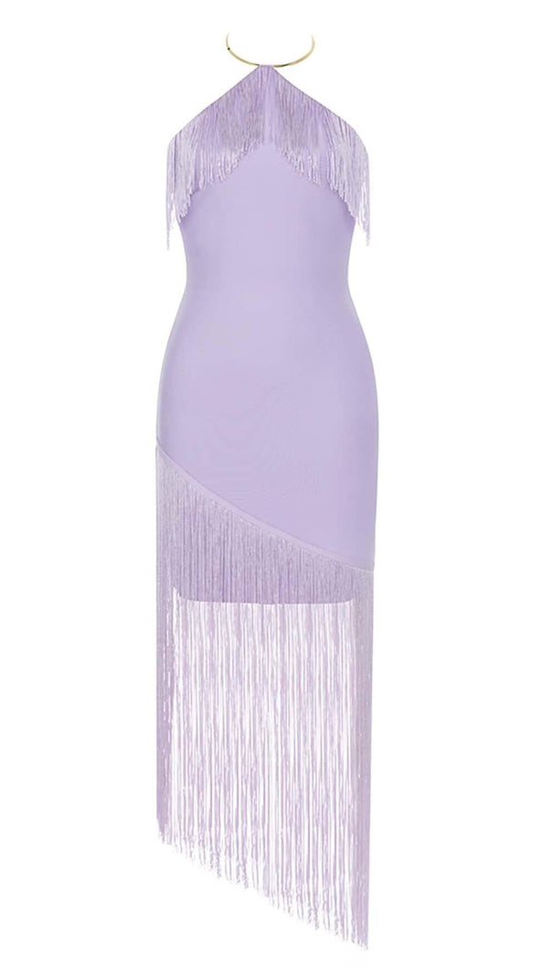 AIIZIE TASSEL SLEEVELESS MIDI DRESS IN LILAC - product image