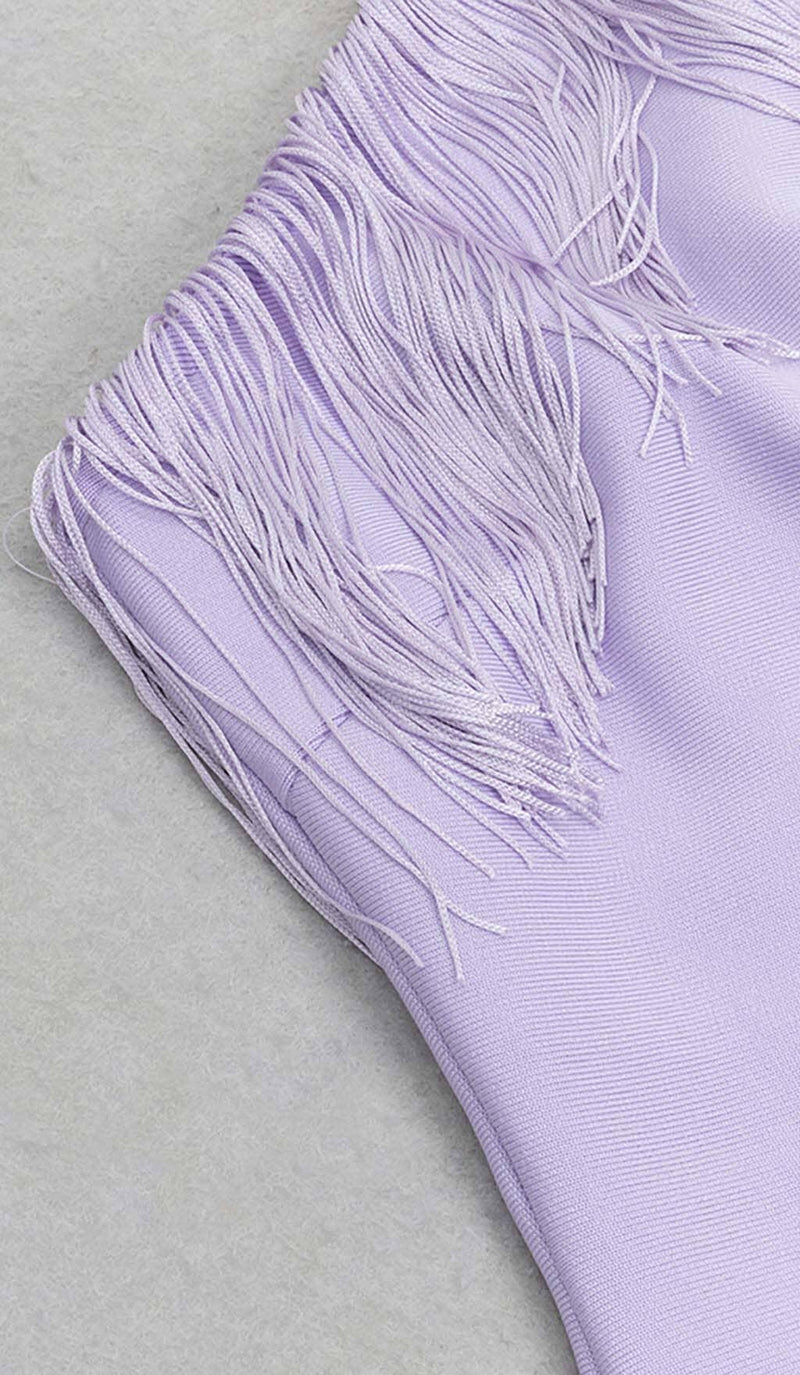 TASSEL SLEEVELESS MIDI DRESS IN LILAC