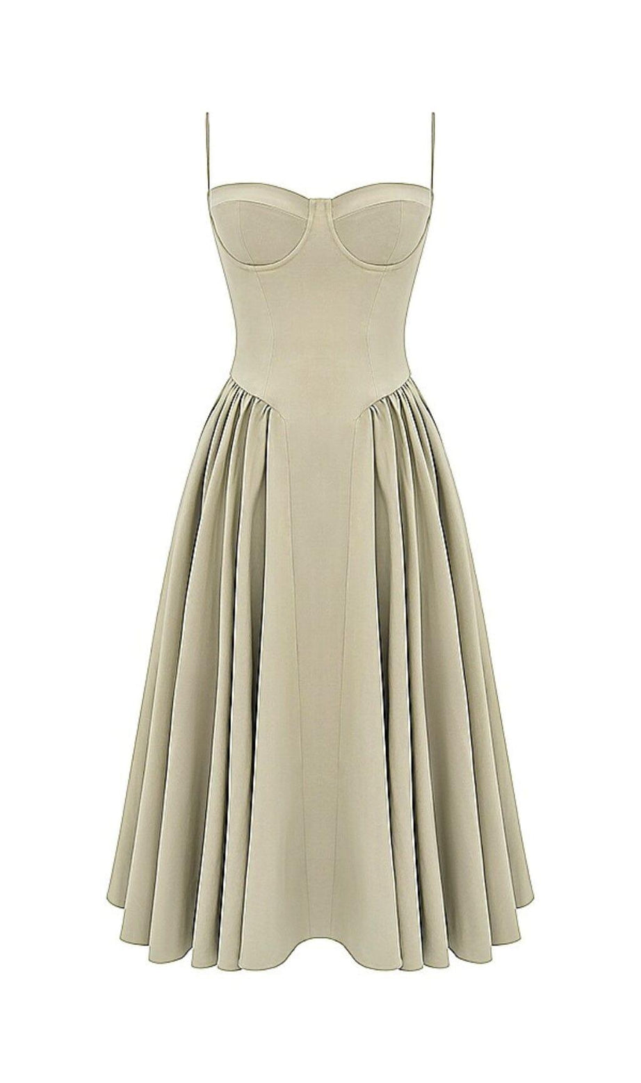Taupefarbenes Sommerkleid mit Gürtel