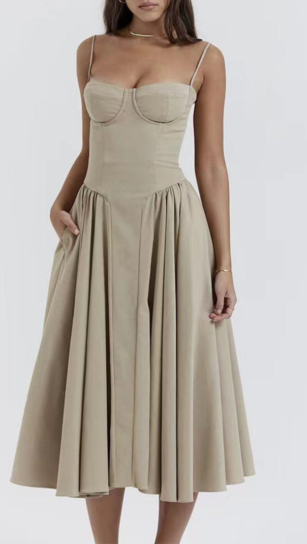 AIIZIE TAUPE BELTED SUNDRESS - product image