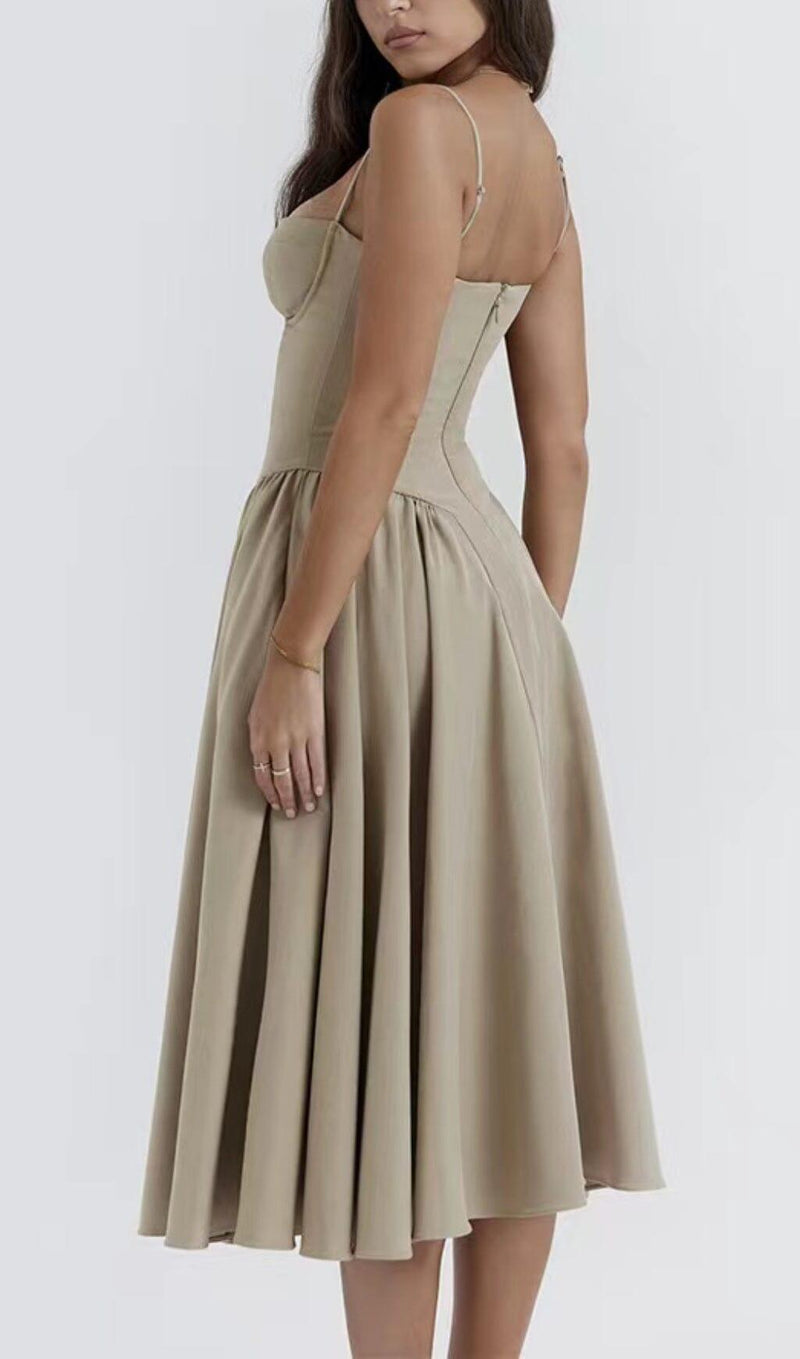 TAUPE BELTED SUNDRESS