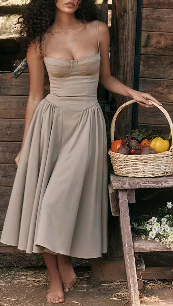 AIIZIE TAUPE BELTED SUNDRESS - product image