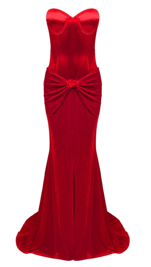 AIIZIE STRAPLESS CORSET TWO-PIECE DRESS IN RED - product image