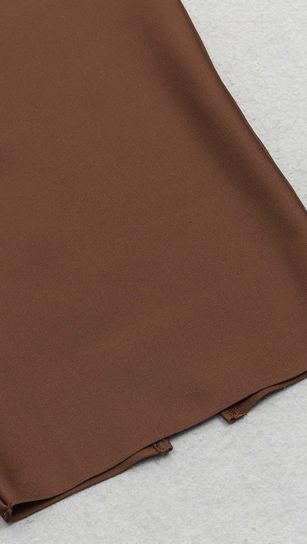 AIIZIE WAIST-TIGHTENING CORSET MIDI DRESS IN BROWN - product image
