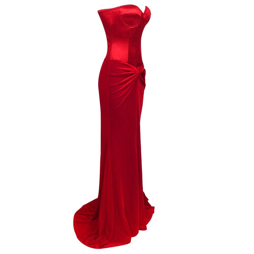 AIIZIE STRAPLESS CORSET TWO-PIECE DRESS IN RED - product image