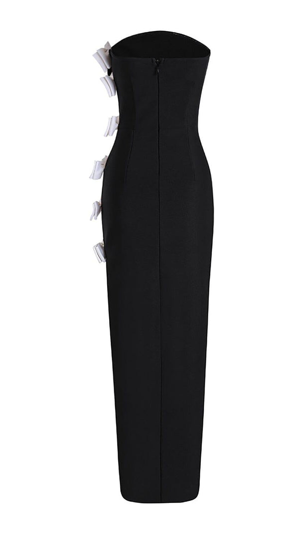AIIZIE WHITE BOWS HIGH SLIT BANDAGE DRESS - product image