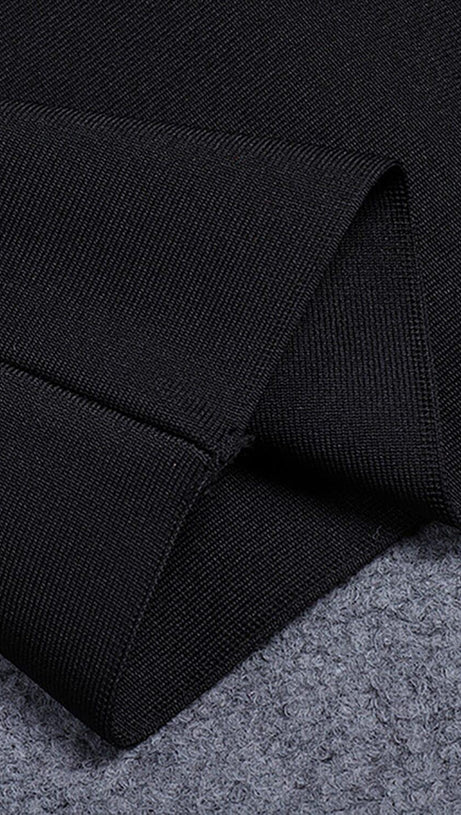 WHITE BOWS HIGH SLIT BANDAGE DRESS