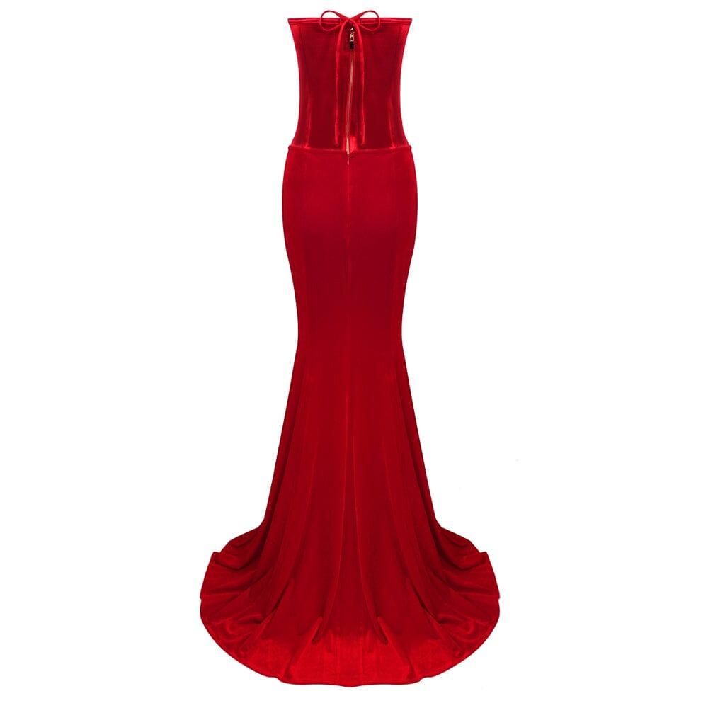 AIIZIE STRAPLESS CORSET TWO-PIECE DRESS IN RED - product image