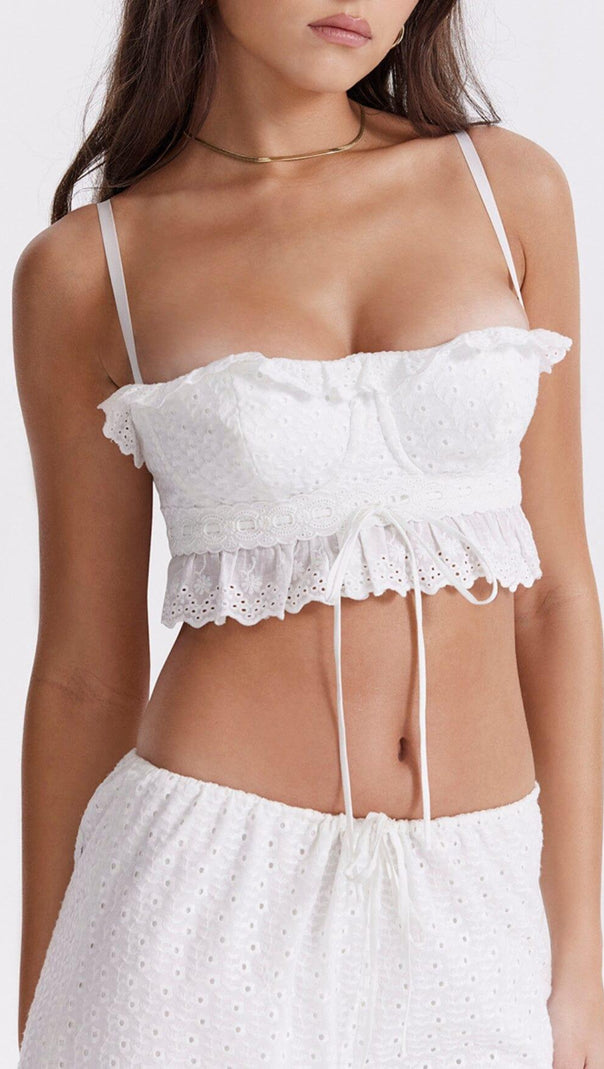 AIIZIE WHITE BRODERIE ANGLAIS BRALETTE TOP - product image