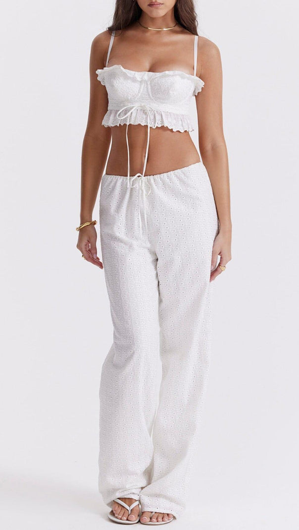 AIIZIE WHITE BRODERIE ANGLAIS BRALETTE TOP - product image