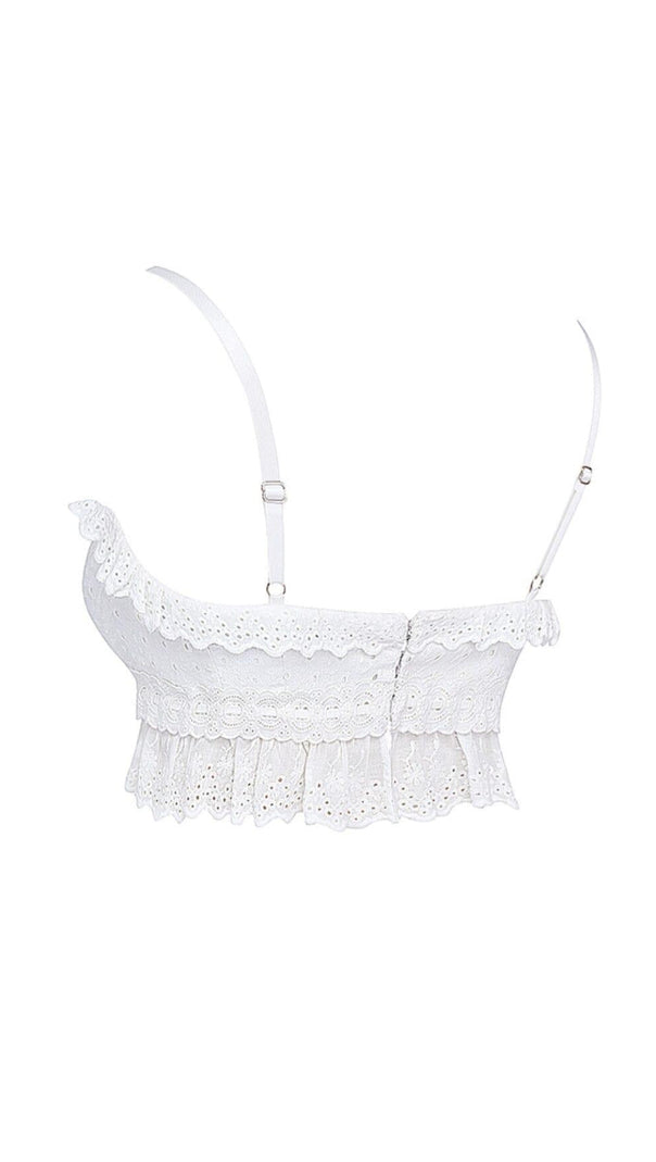 TOP BRALETTE IN BRODERIE ANGLAIS BIANCO