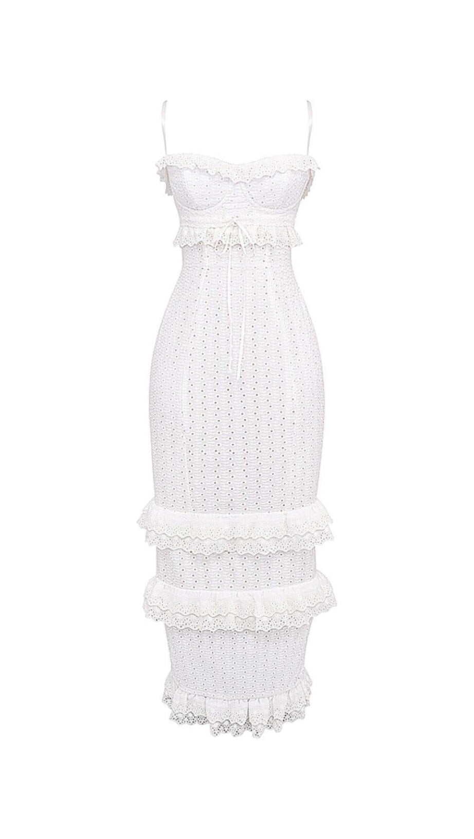 WHITE BRODERIE MAXI DRESS