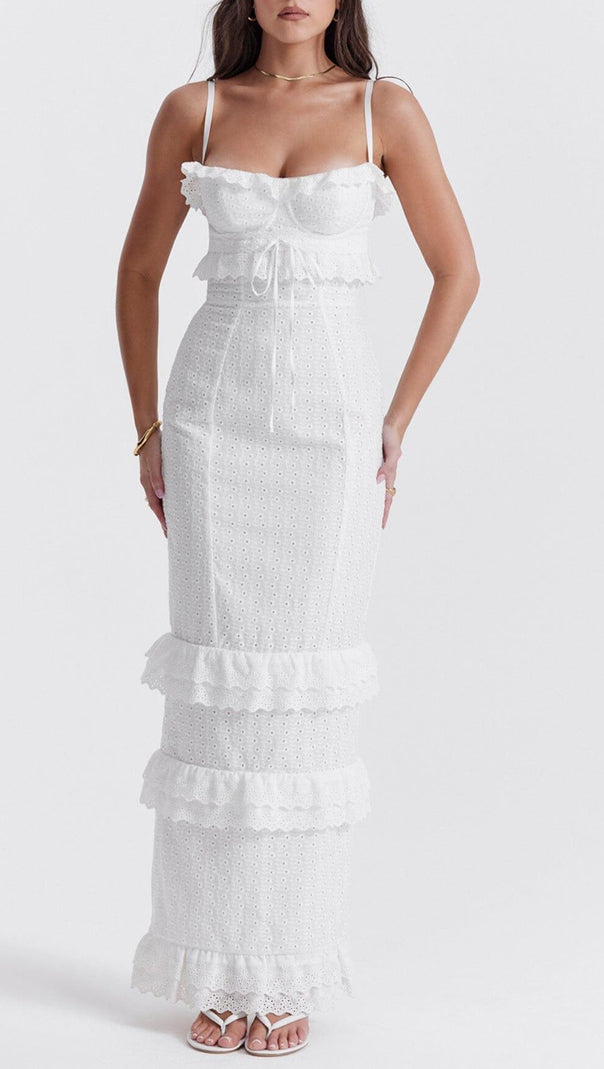White Broderie Maxi Dress