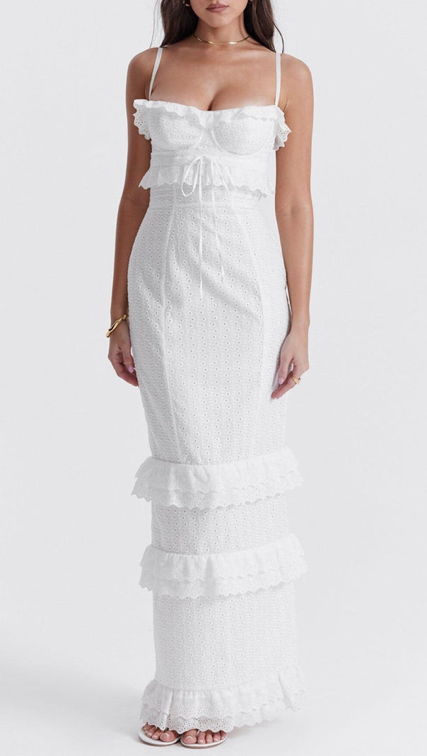 White Broderie Maxi Dress