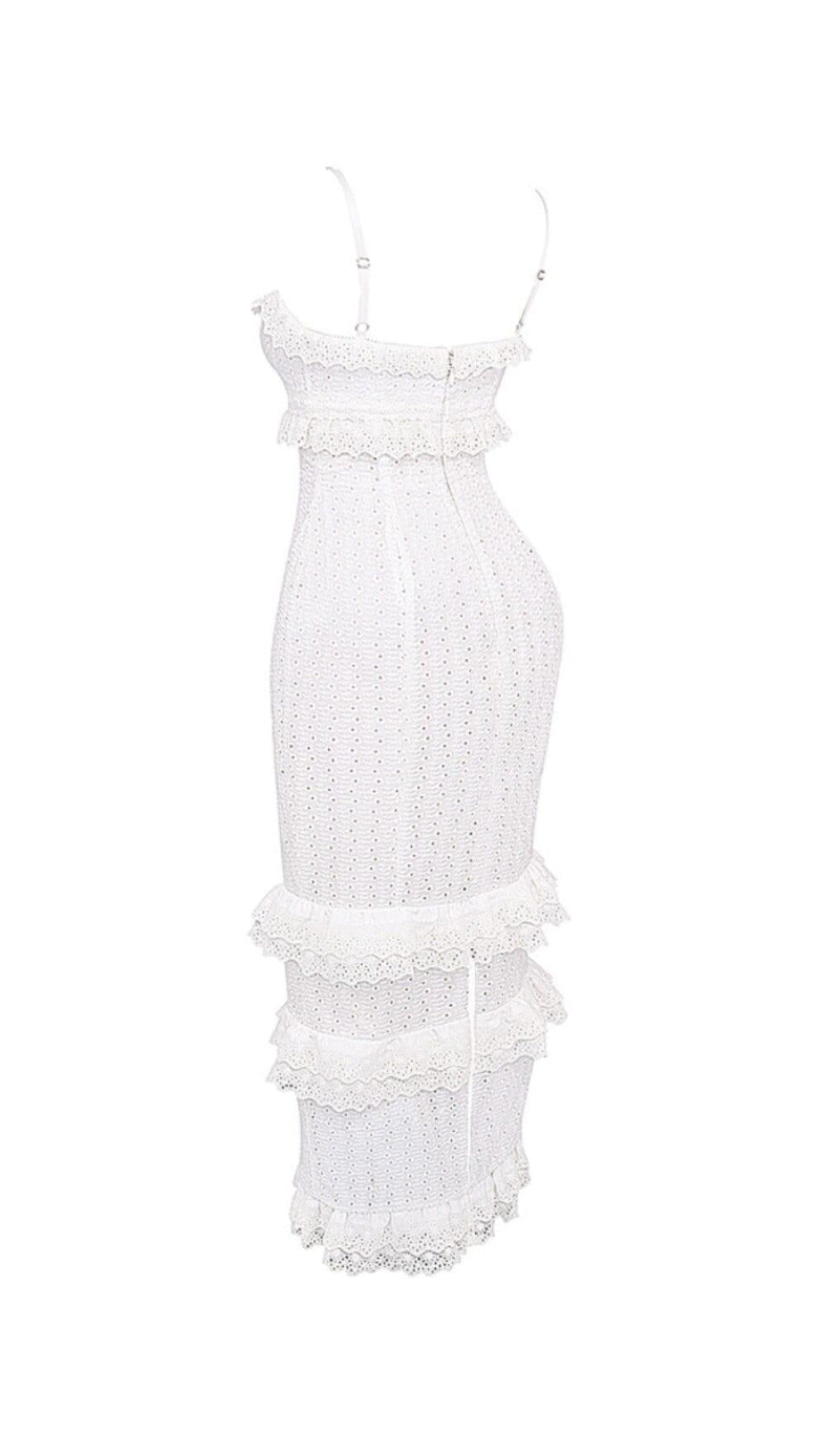 WHITE BRODERIE MAXI DRESS