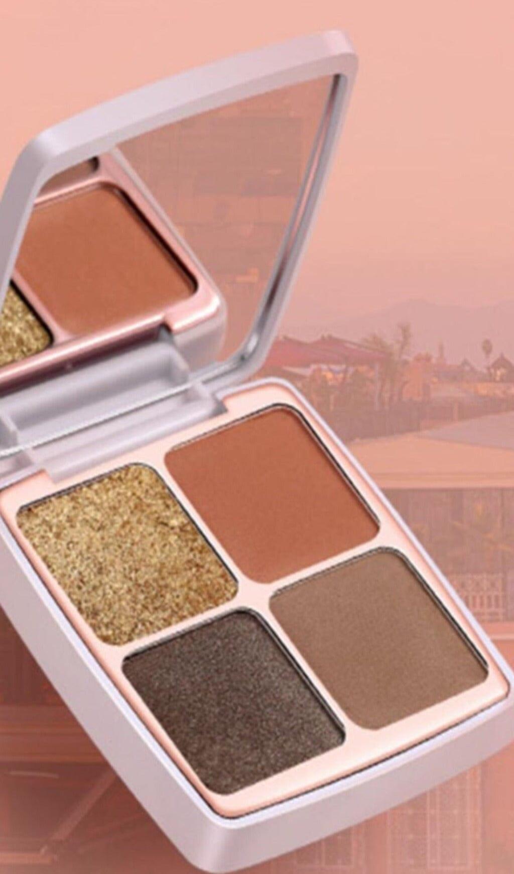 4 Farben Matt Perlglanz Glitzer Feinpuder Lidschatten