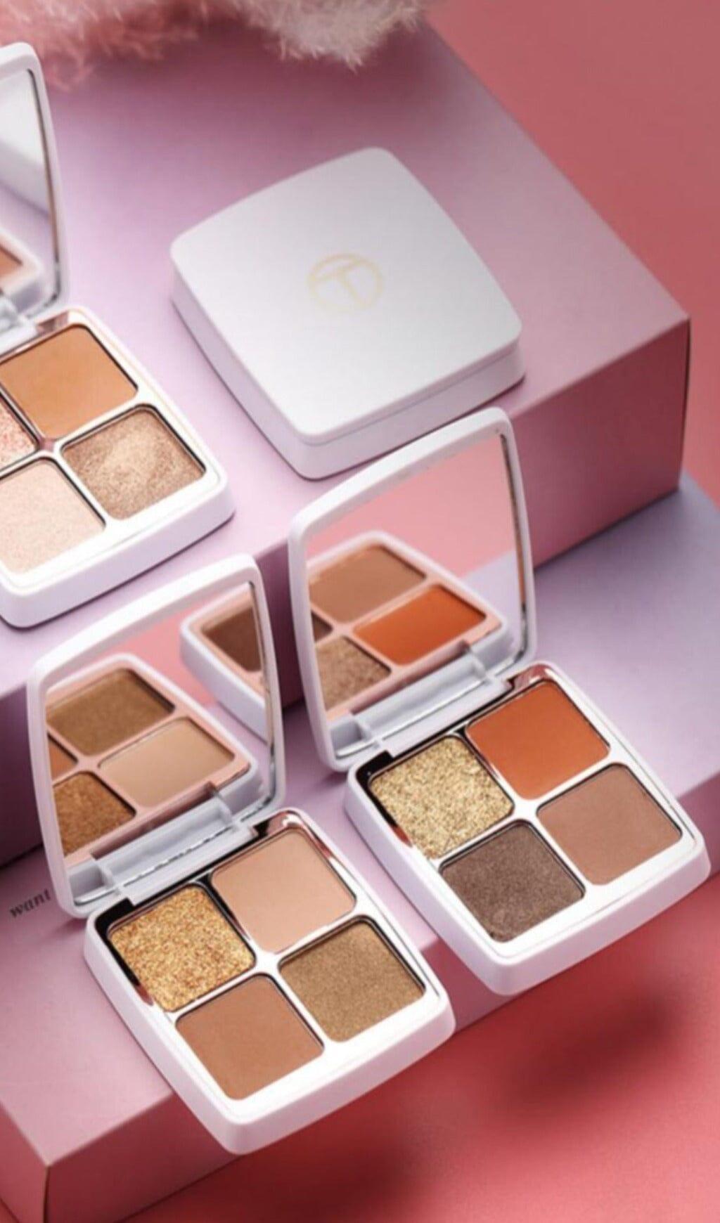 4 Farben Matt Perlglanz Glitzer Feinpuder Lidschatten