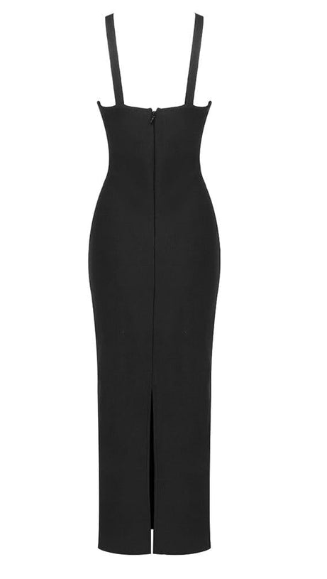 ABITO MIDI SENZA SPALLINE CON SCOLLO A V NERO