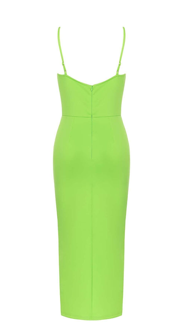 AIIZIE ASYMMETRIC SHOULDER MIDI DRESS IN GREEN - product image
