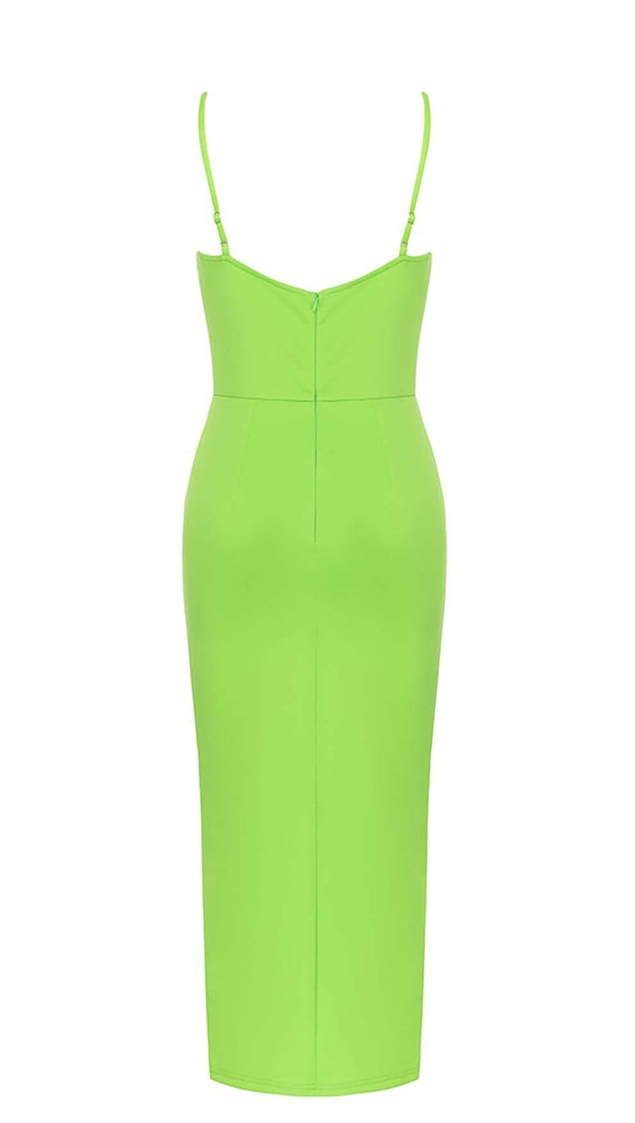 ASYMMETRIC SHOULDER MIDI DRESS IN GREEN