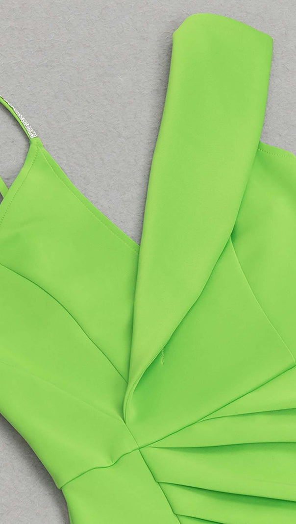AIIZIE ASYMMETRIC SHOULDER MIDI DRESS IN GREEN - product image