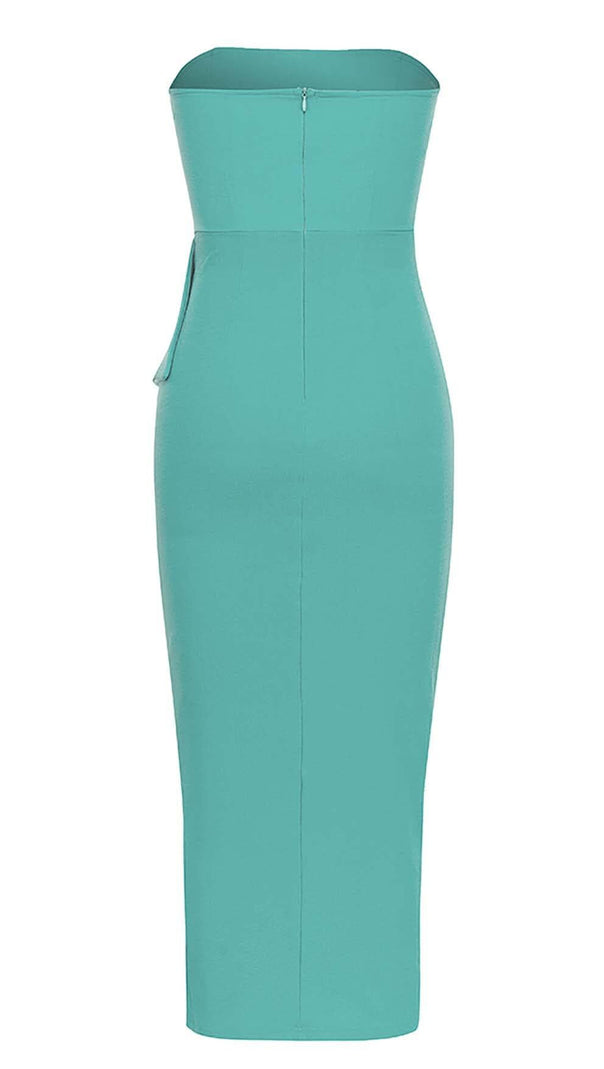 AIIZIE BANDEAU RUFFLES MIDI DRESS IN GREEN - product image