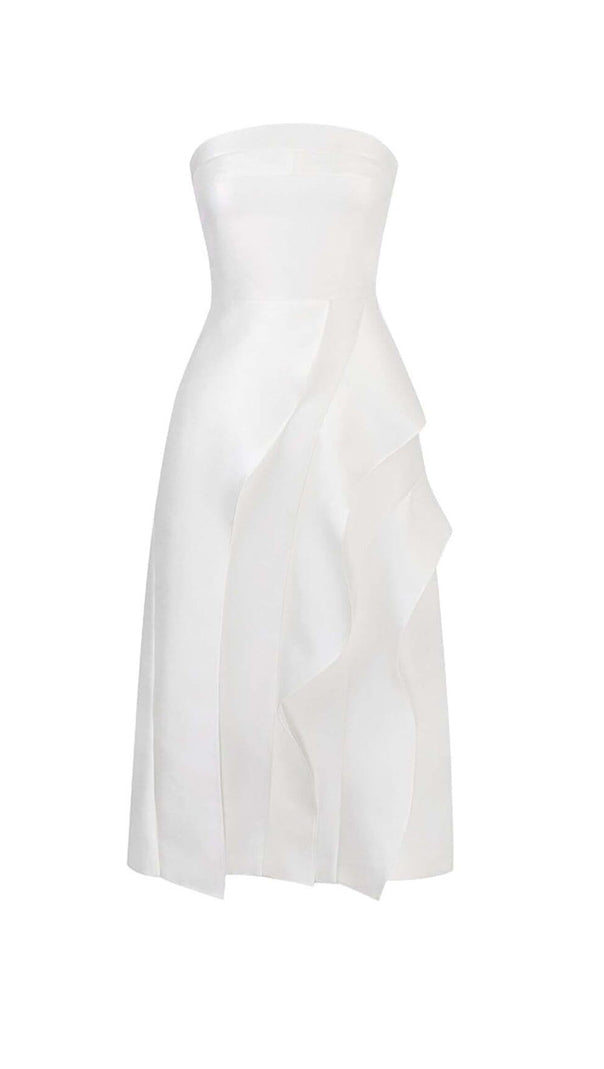 AIIZIE BANDEAU RUFFLES MIDI DRESS IN WHITE - product image
