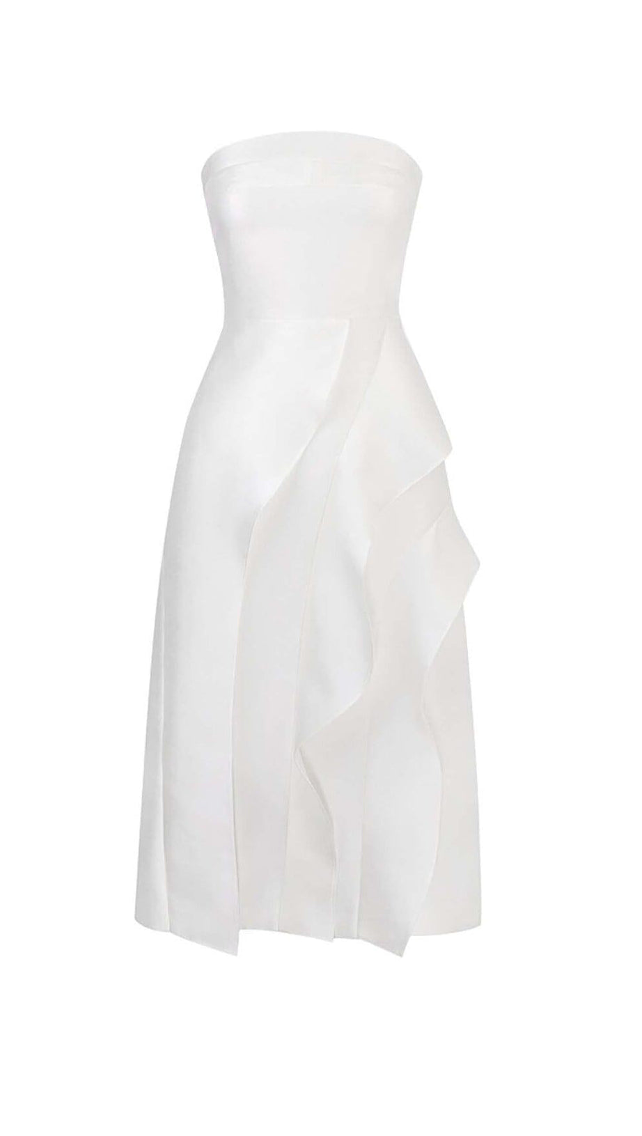 BANDEAU RUFFLES MIDI DRESS IN WHITE